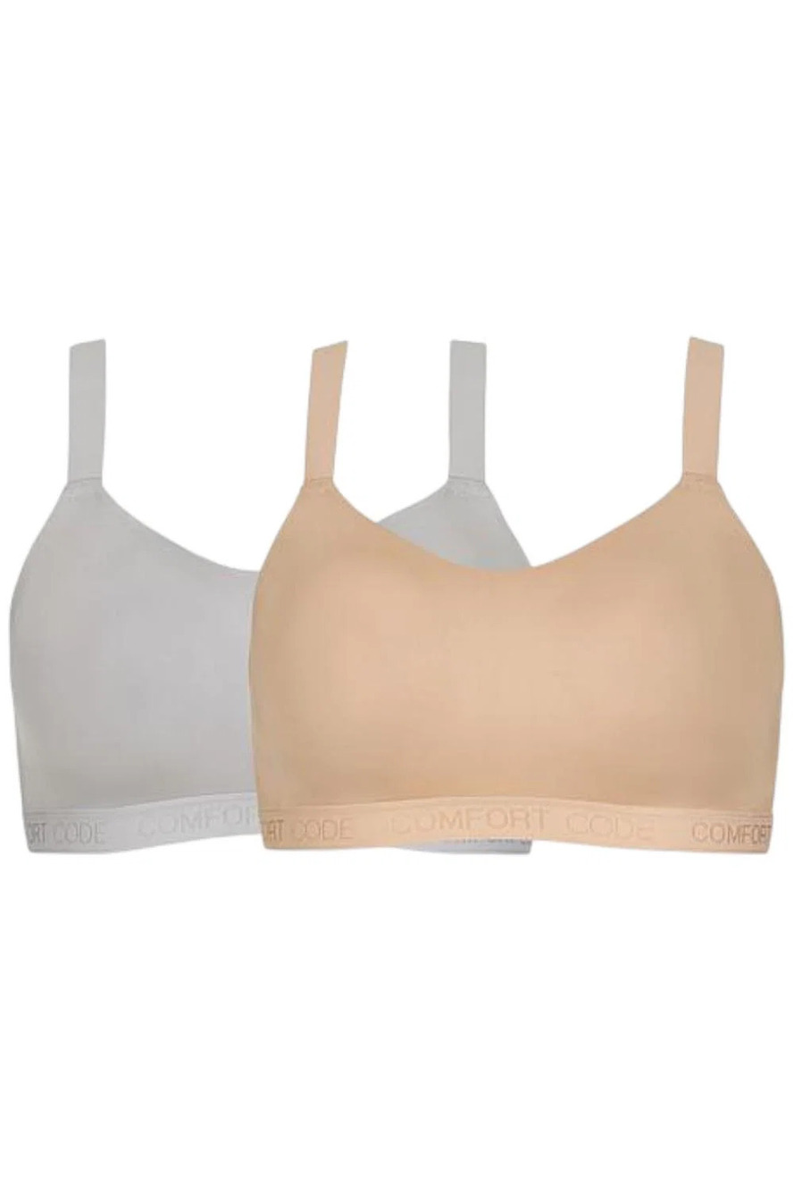 Comfort Code Women's 2-pack Signature Wireless Bra Frappe/Ice Gray -